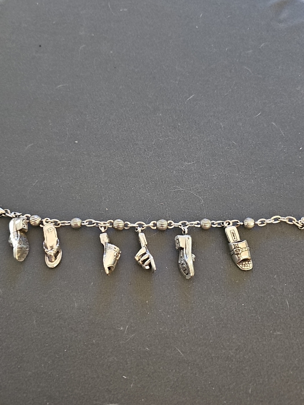 Brighton Shoe Charm Bracelet Womens Size‎ 8 Silver Vintage Y2K Sandals Hearts
